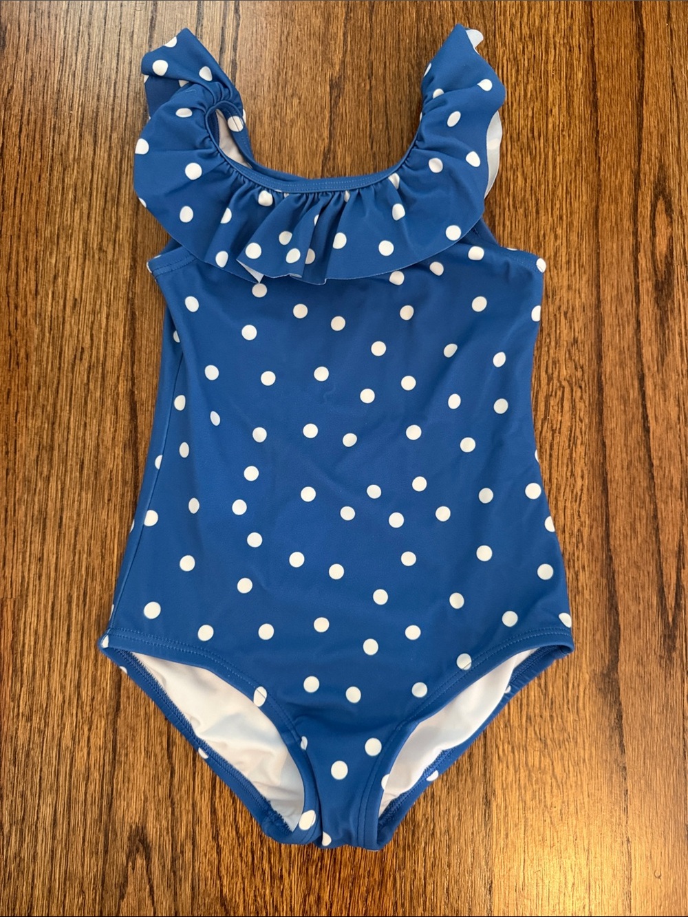 Hanna Andersson Blue Polka Dot Ruffle One-Piece Swimsuit